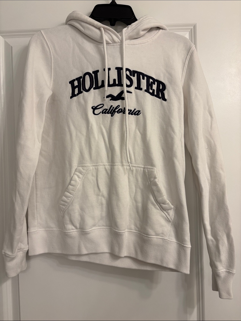 NWOT Hollister White Hoodie with Navy Script